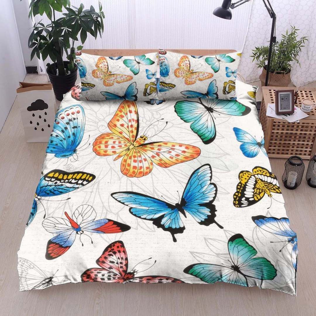 Butterfly Twin Queen King Cotton Bed Sheets Spread Comforter Bedding Set
