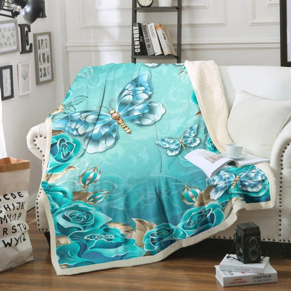 Butterfly Sherpa Fleece Blanket