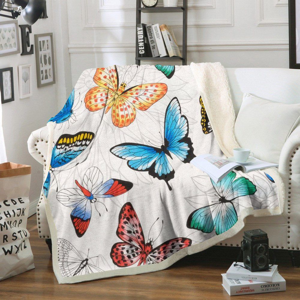 Butterfly Sherpa Fleece Blanket
