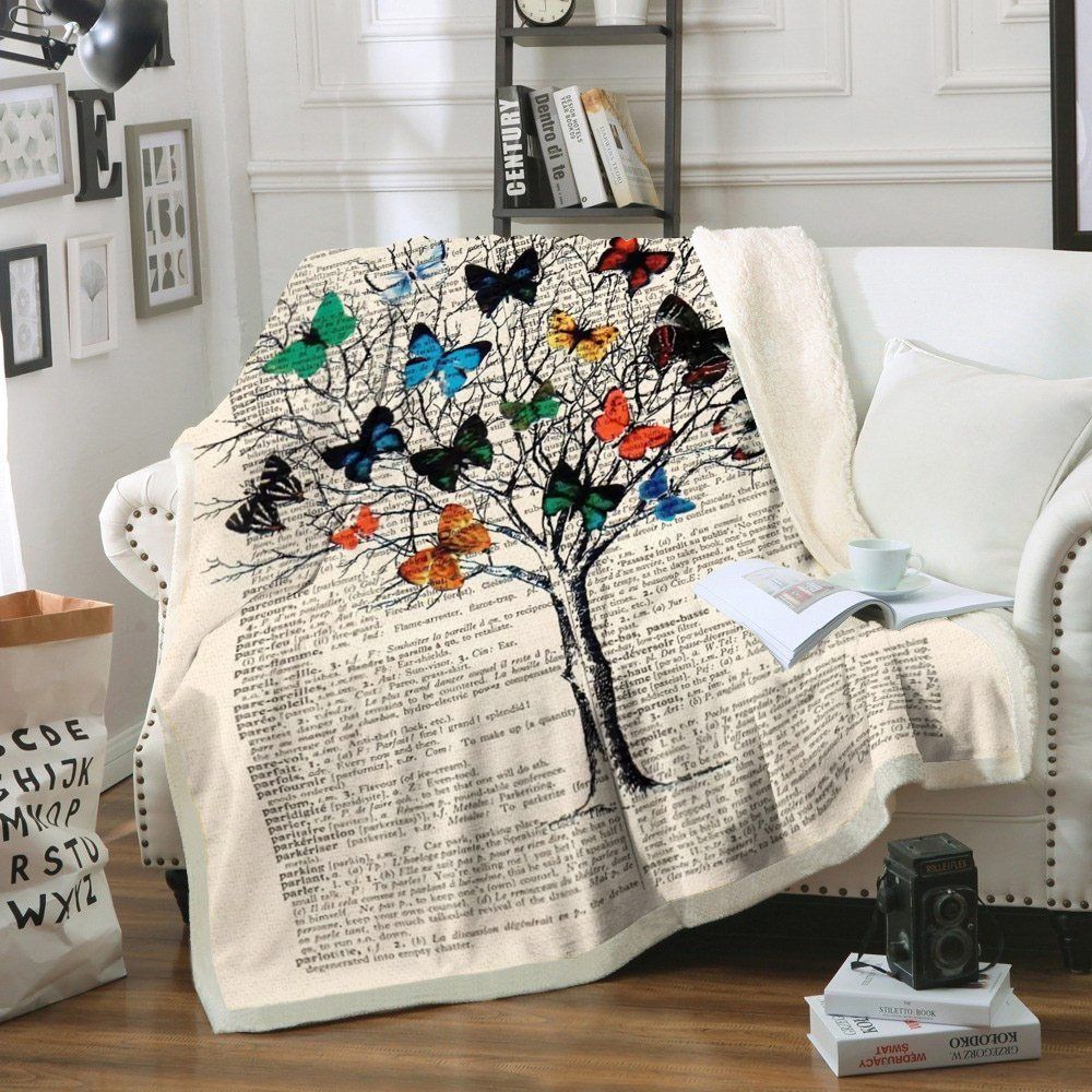 Butterfly Sherpa Fleece Blanket