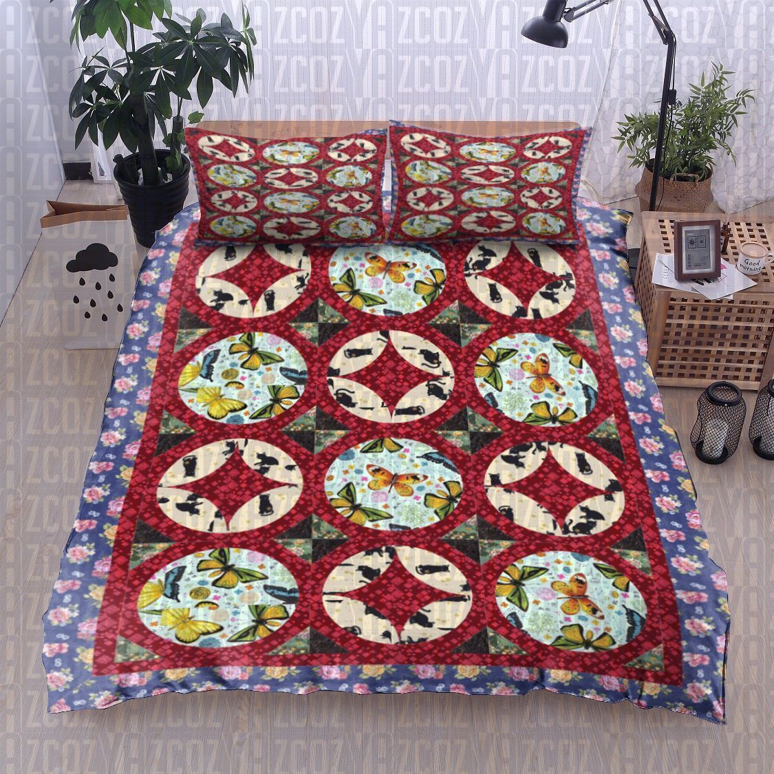 Butterfly Black Cat Bedding Set