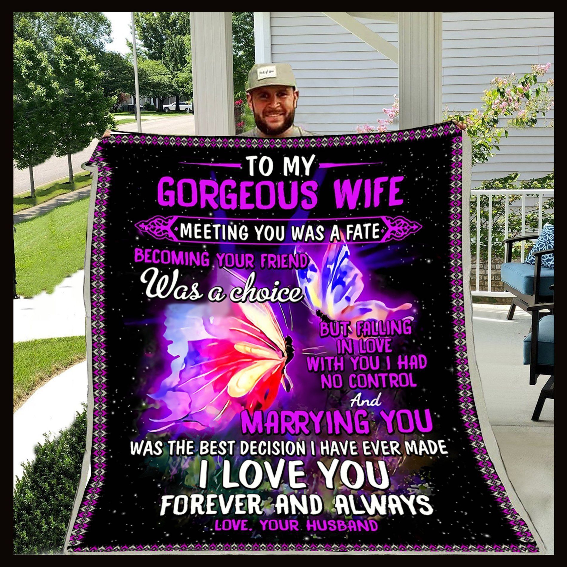 Butterfly Blanket To My Wife Sherpa Fleece Blanket