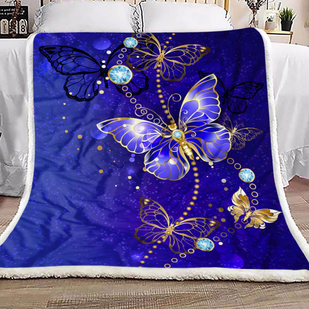 Butterfly Blue Fleece Blanket