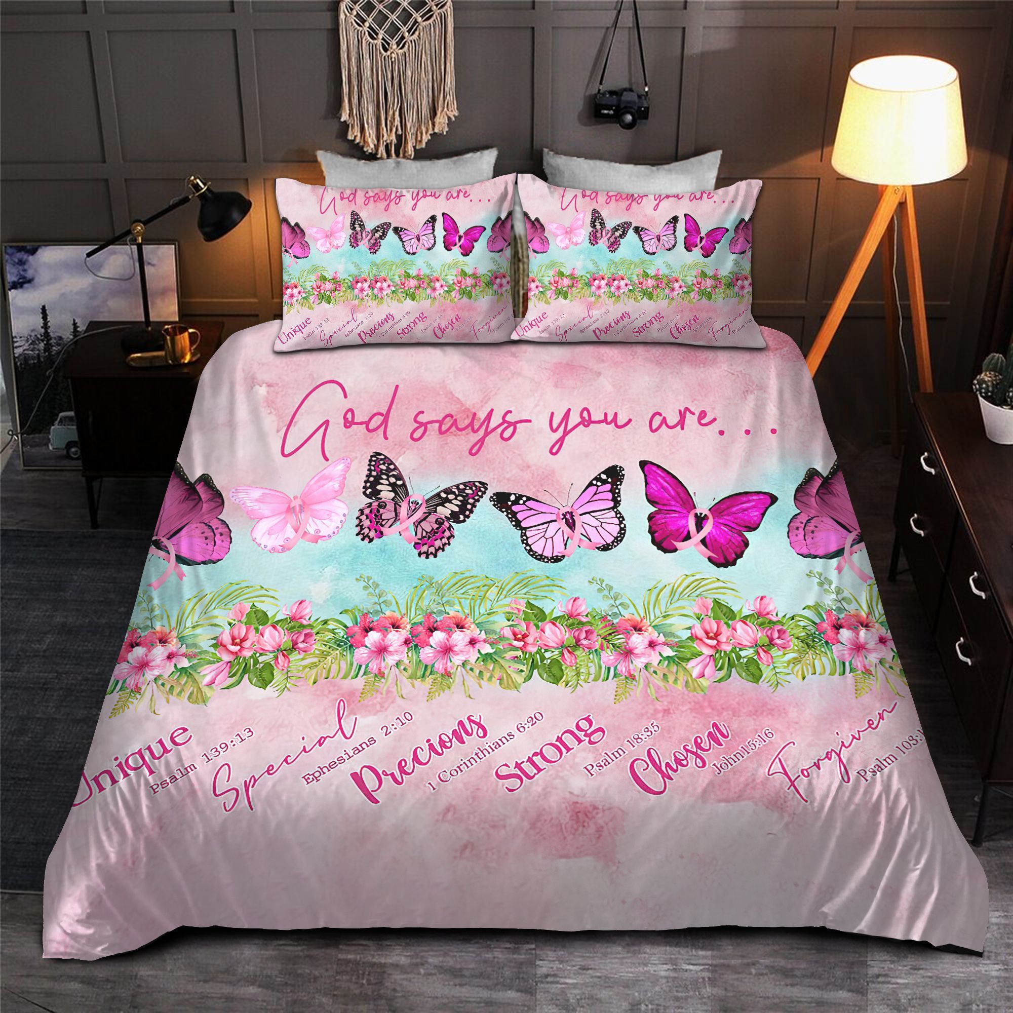 Butterfly Breast Cancer Bedding Set