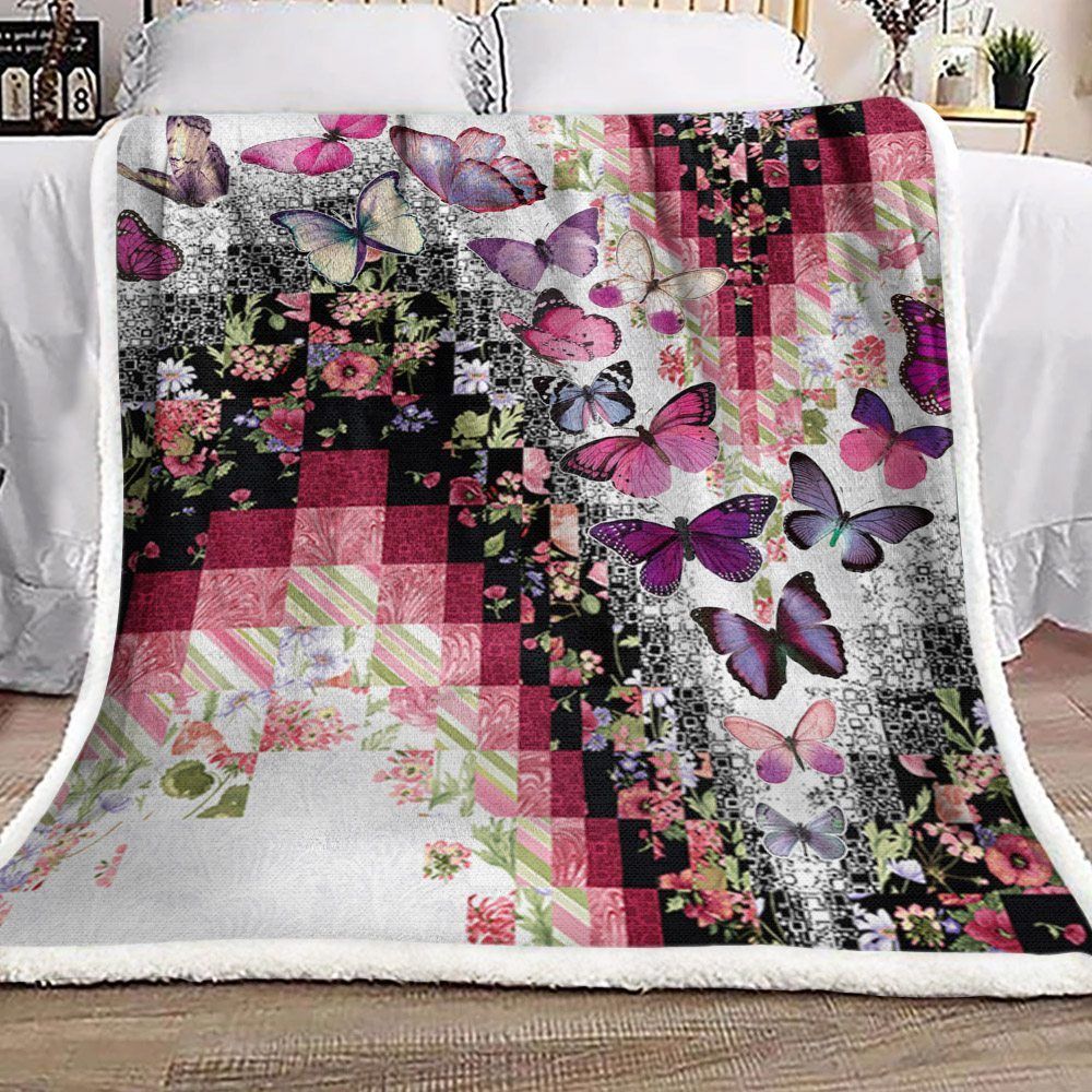 Butterfly Sherpa Fleece Blanket