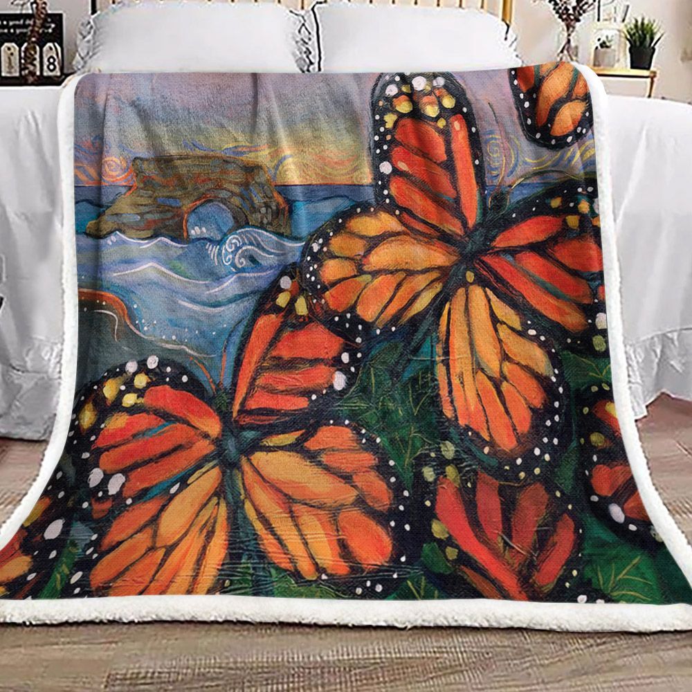 Butterfly Sherpa Fleece Blanket