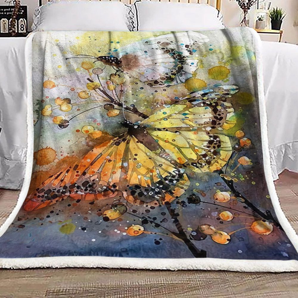 Butterfly Sherpa Fleece Blanket