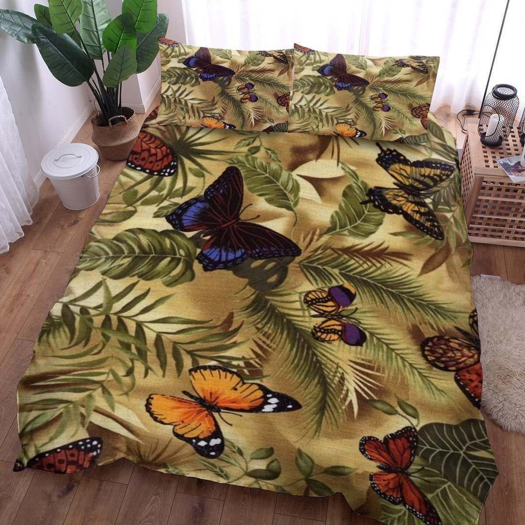 Butterfly Cotton Bed Sheets Spread Comforter Bedding Set