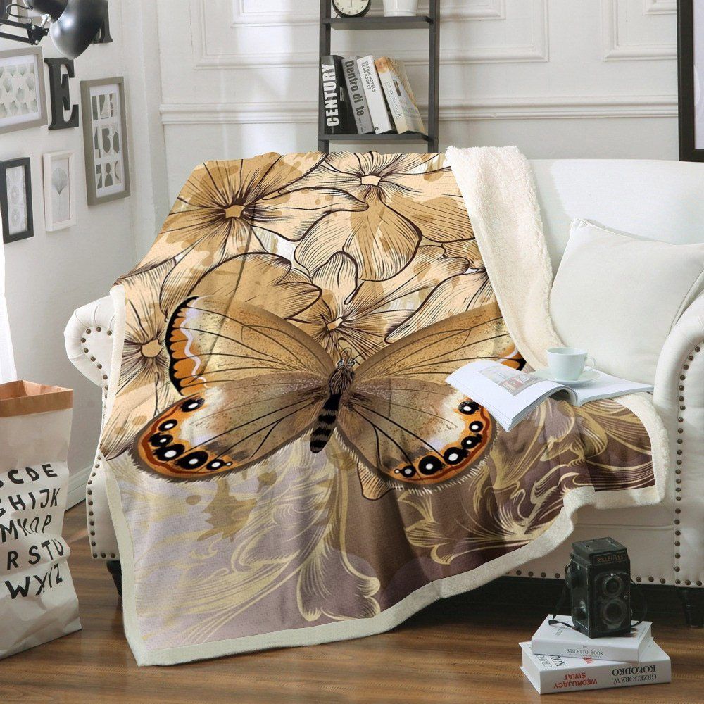 Butterfly Sherpa Fleece Blanket