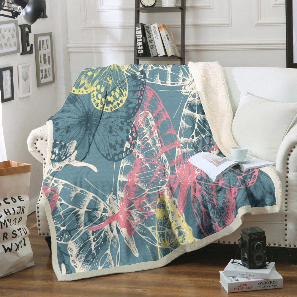 Butterfly Sherpa Fleece Blanket