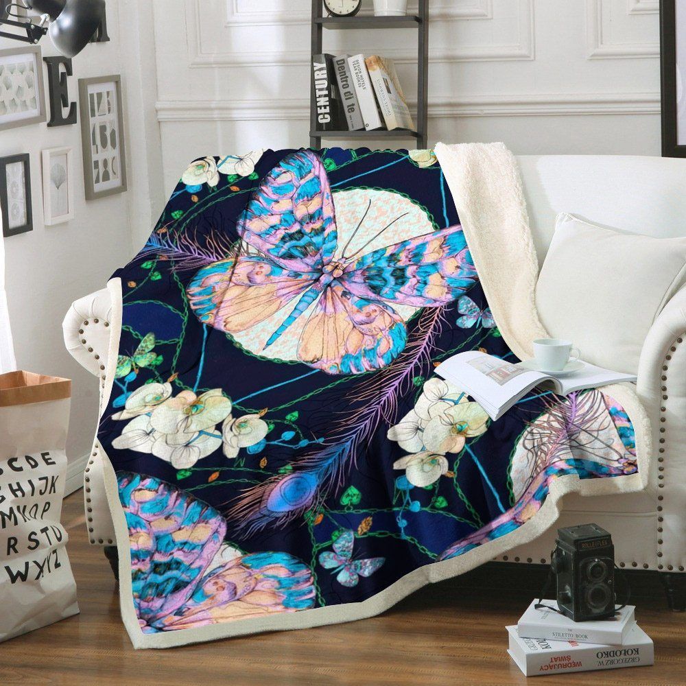 Butterfly Sherpa Fleece Blanket