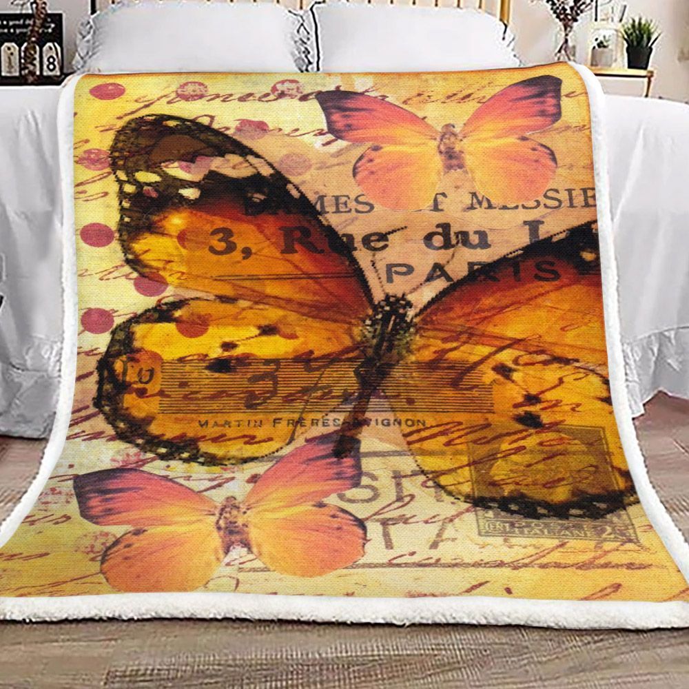 Butterfly Sherpa Fleece Blanket