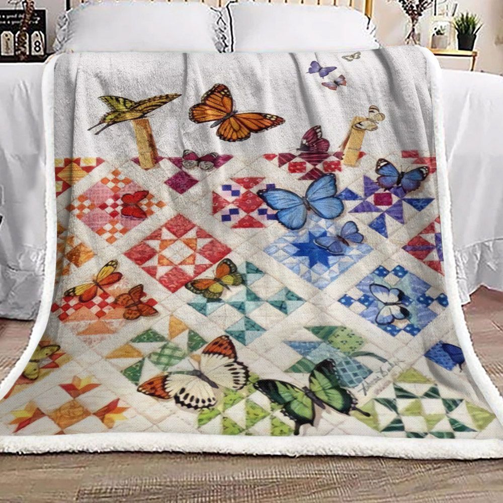 Butterfly Sherpa Fleece Blanket
