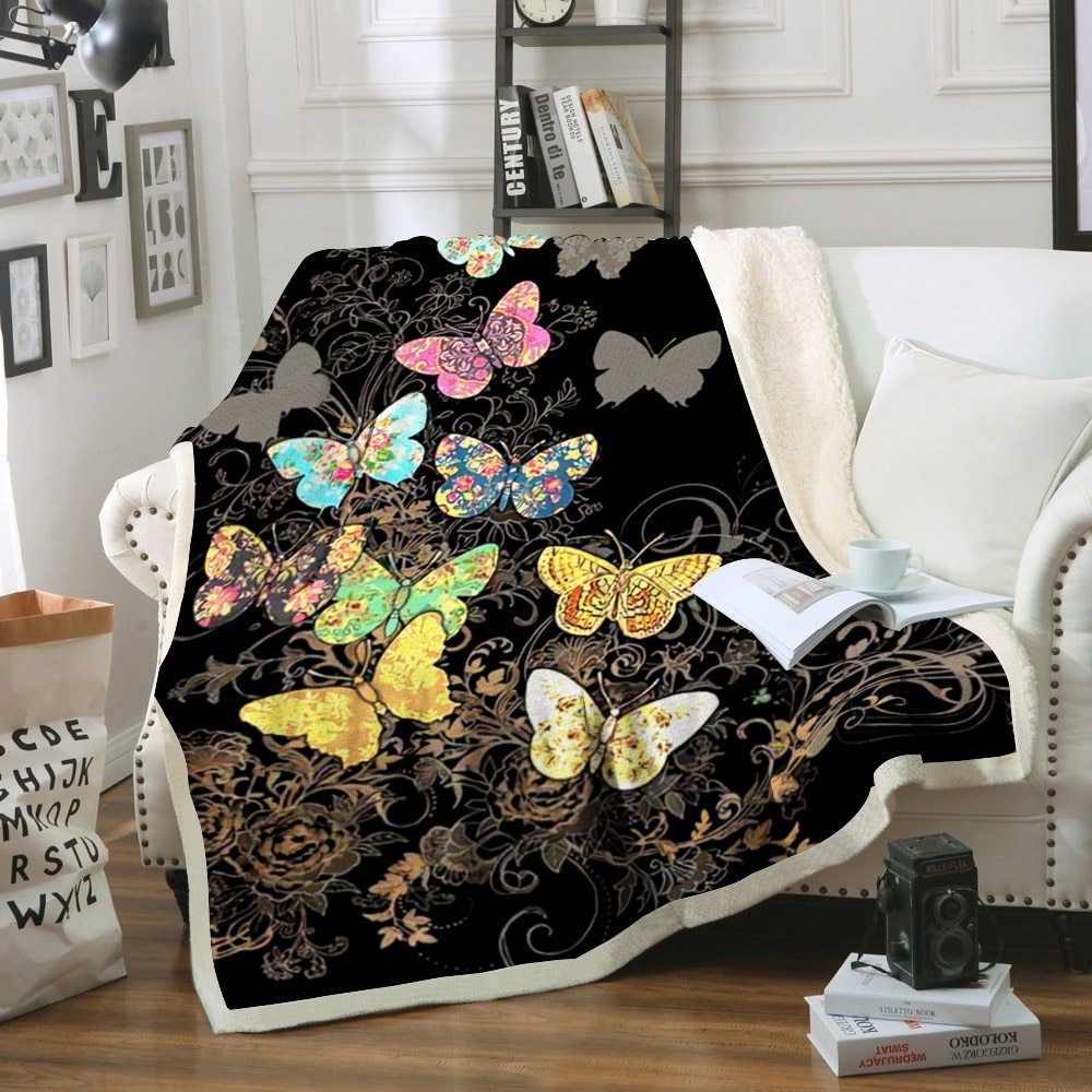 Butterfly Sherpa Fleece Blanket