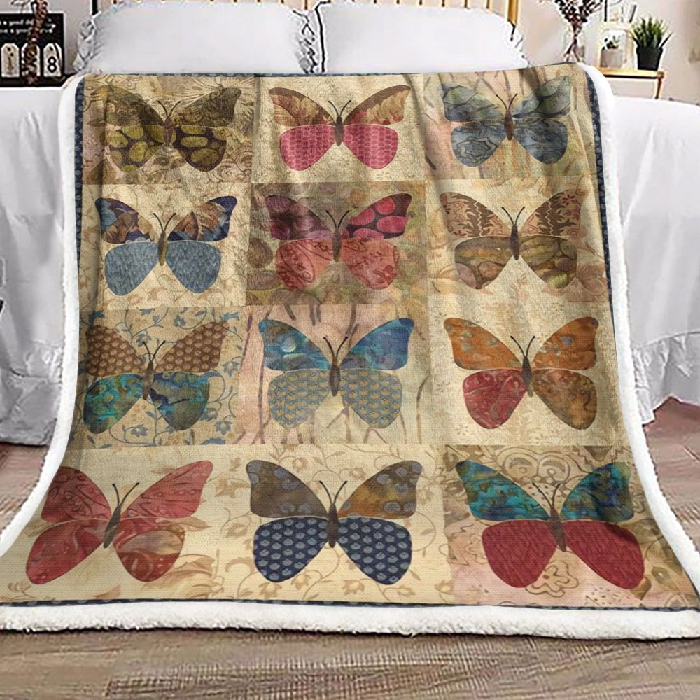 Butterfly Sherpa Fleece Blanket