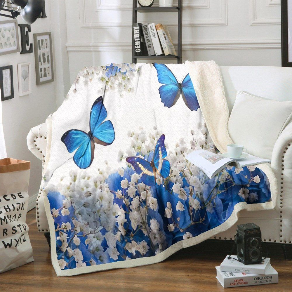 Butterfly Sherpa Fleece Blanket