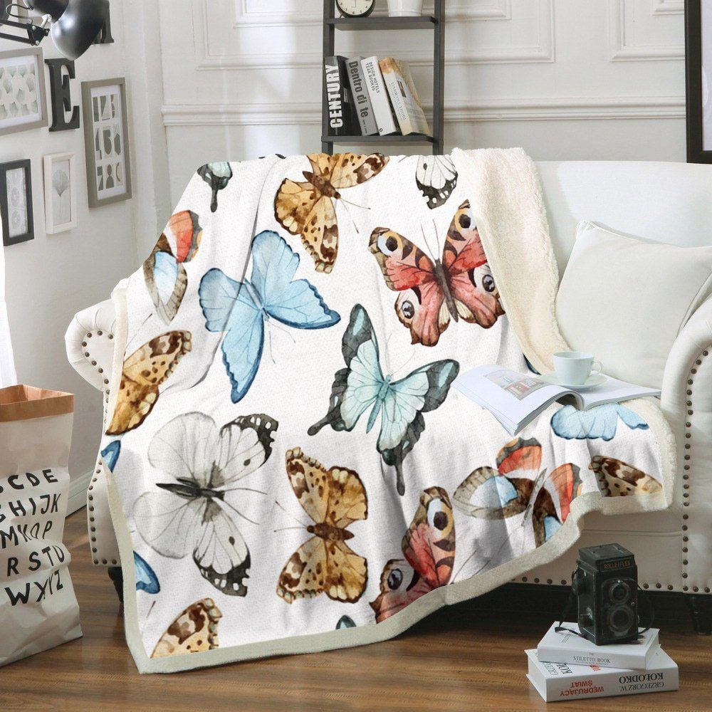 Butterfly Sherpa Fleece Blanket