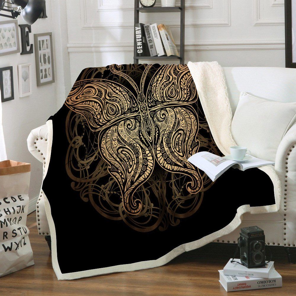 Butterfly Sherpa Fleece Blanket