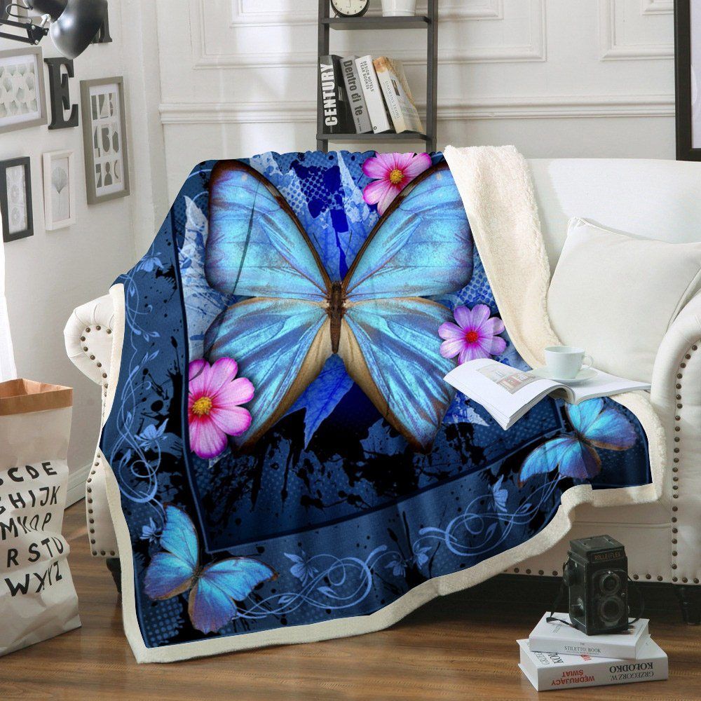 Butterfly Sherpa Fleece Blanket