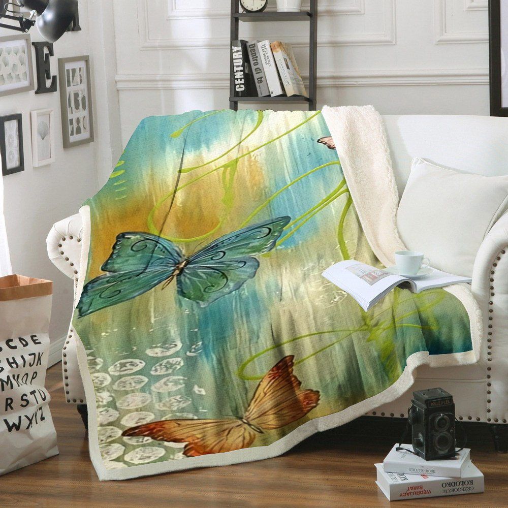 Butterfly Sherpa Fleece Blanket