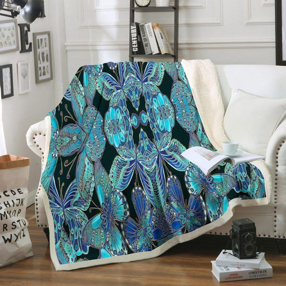 Butterfly Sherpa Fleece Blanket