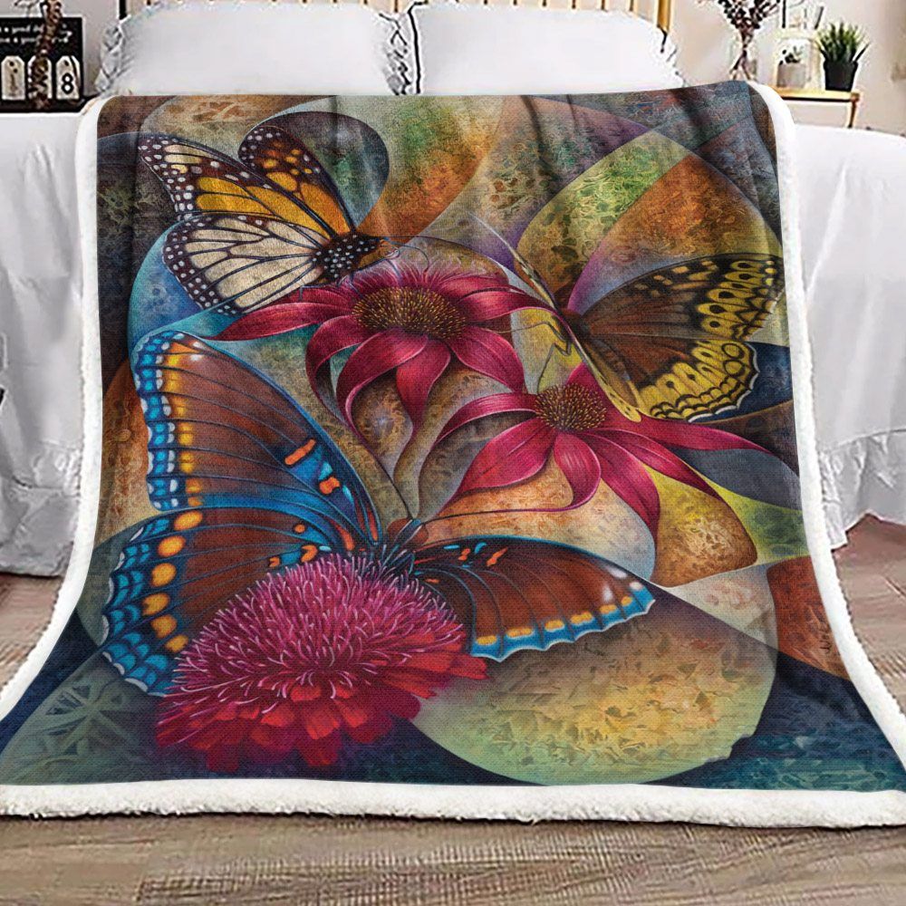 Butterfly Sherpa Fleece Blanket