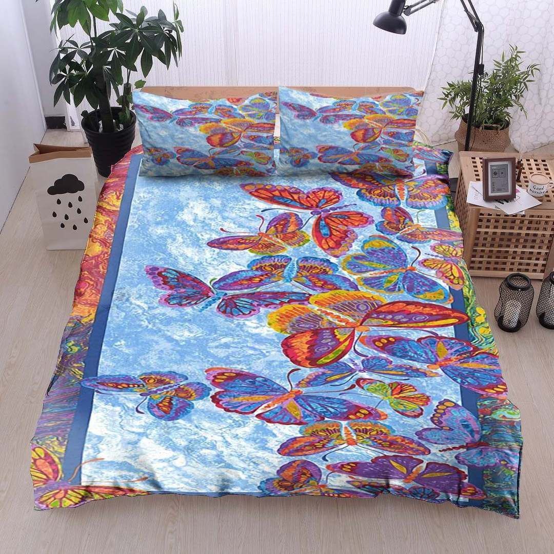 Butterfly Twin Queen King Cotton Bed Sheets Spread Comforter Bedding Set