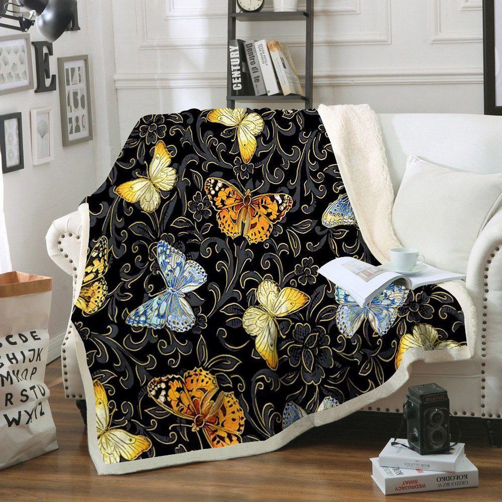 Butterfly Sherpa Fleece Blanket