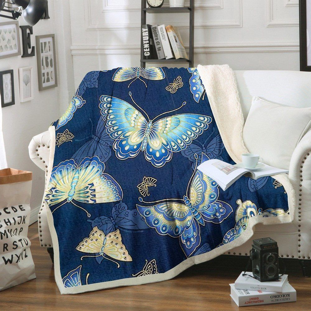 Butterfly Sherpa Fleece Blanket