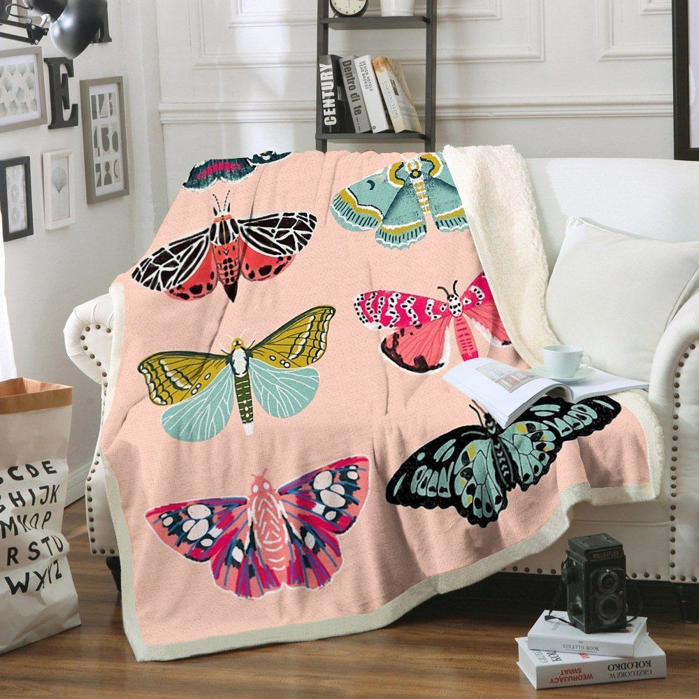 Butterfly Sherpa Fleece Blanket