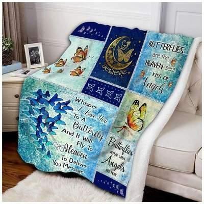 Butterfly Butterflies Are Heaven Sent Kiss Of Angels Sherpa Fleece Blanket