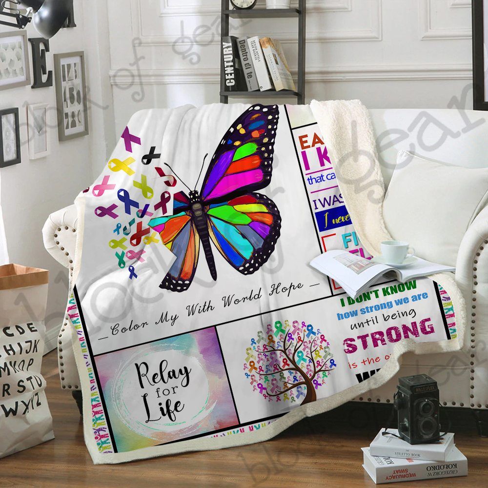 Butterfly Cancer Hope Sherpa Fleece Blanket