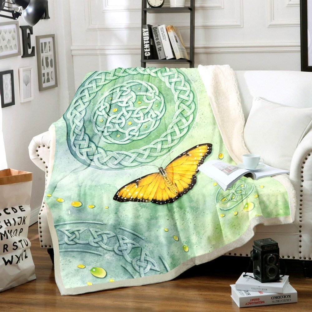 Butterfly Celtic Sherpa Fleece Blanket