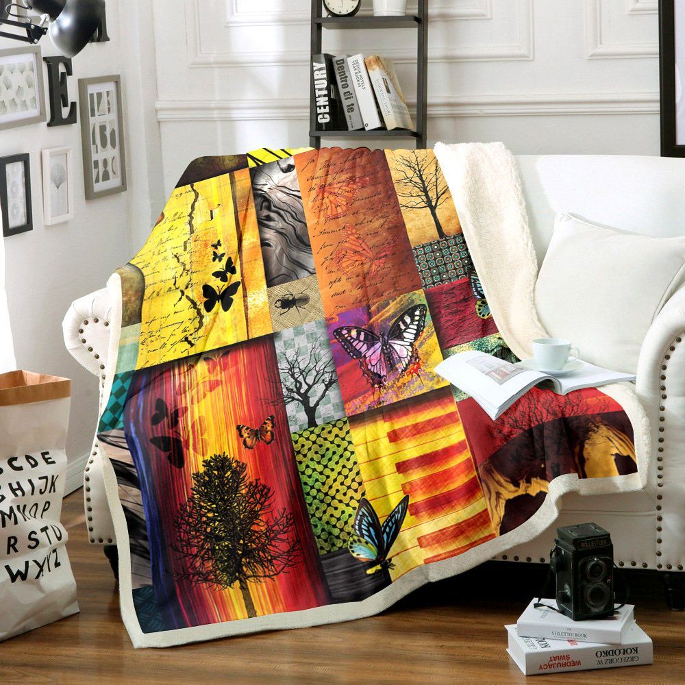 Butterfly Sherpa Fleece Blanket
