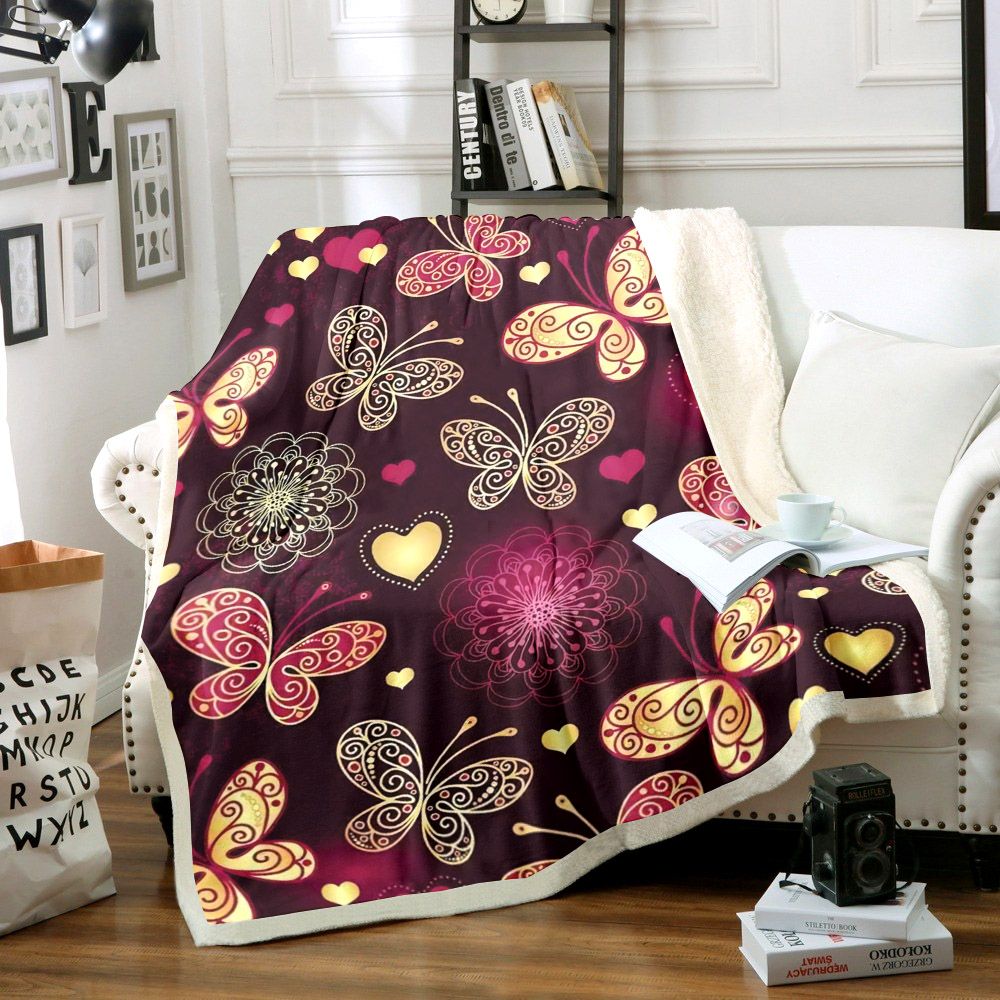 Butterfly Sherpa Fleece Blanket