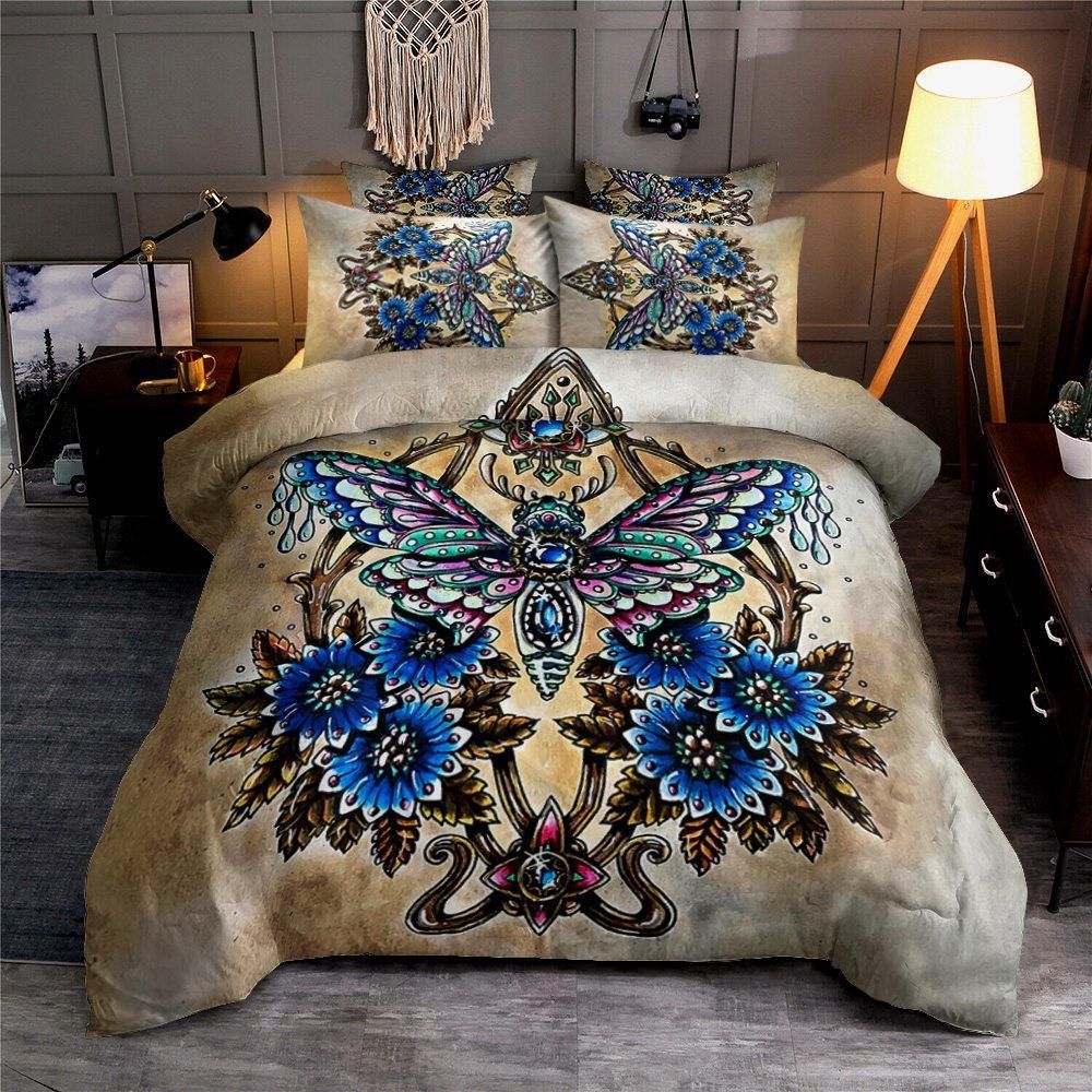 Butterfly Cotton Bed Sheets Spread Comforter Bedding Set