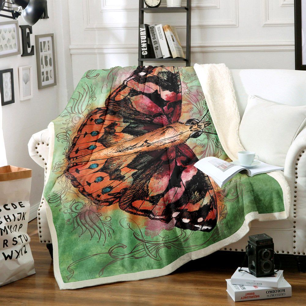 Butterfly Sherpa Fleece Blanket