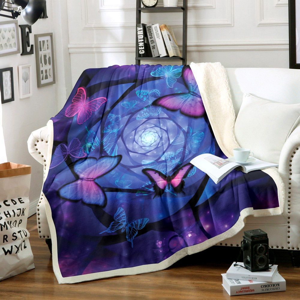 Butterfly Sherpa Fleece Blanket