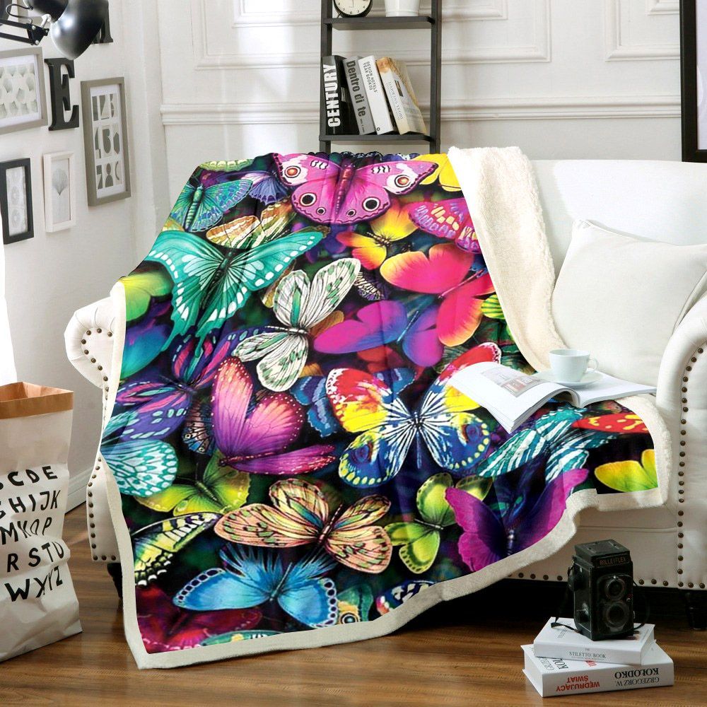 Butterfly Sherpa Fleece Blanket