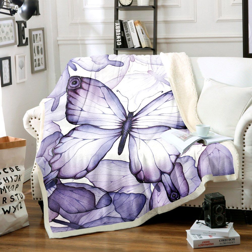 Butterfly Sherpa Fleece Blanket
