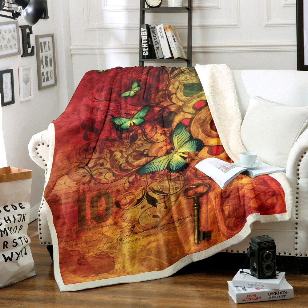Butterfly Sherpa Fleece Blanket