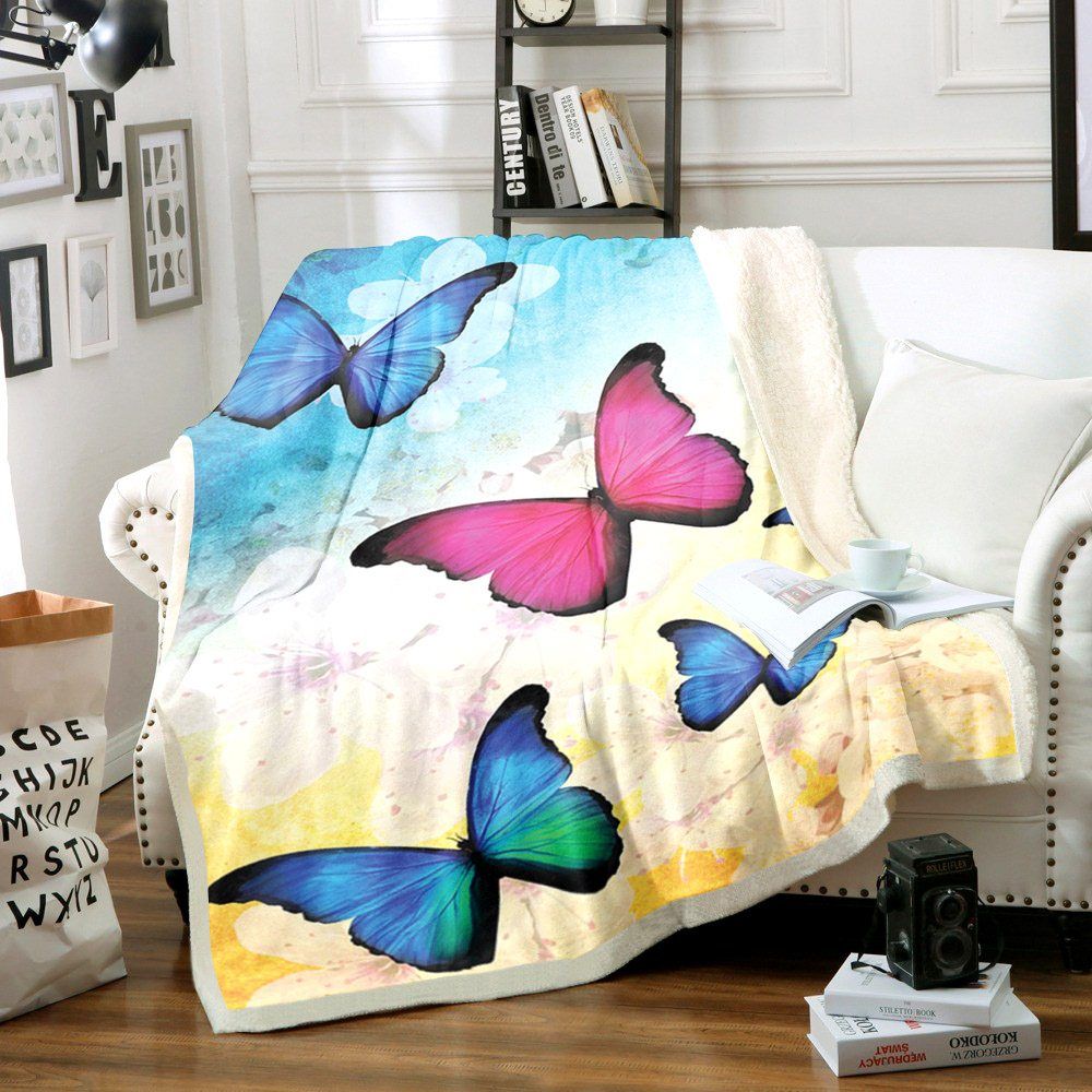 Butterfly Sherpa Fleece Blanket
