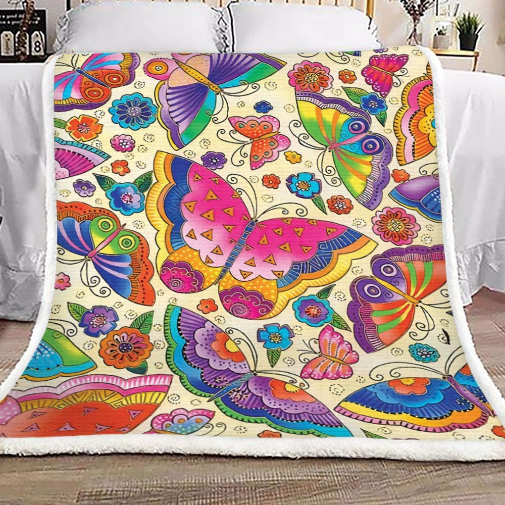 Butterfly Sherpa Fleece Blanket