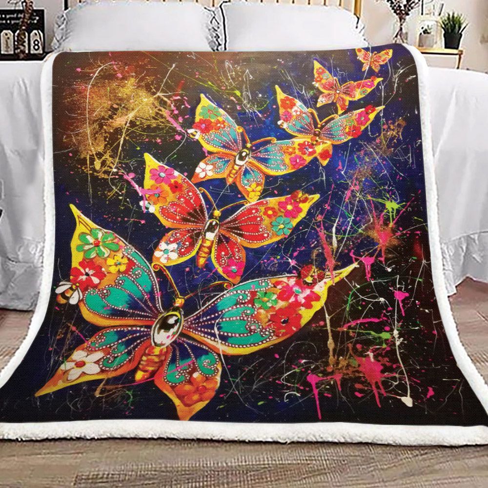 Butterfly Sherpa Fleece Blanket