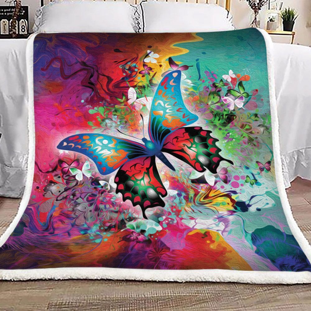 Butterfly Sherpa Fleece Blanket