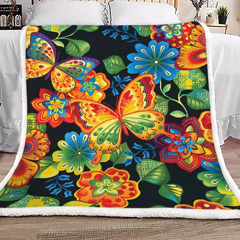 Butterfly Sherpa Fleece Blanket