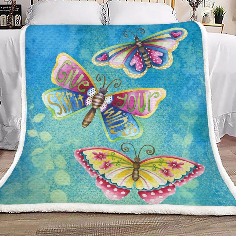 Butterfly Sherpa Fleece Blanket