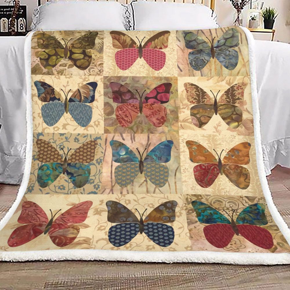Butterfly Sherpa Fleece Blanket