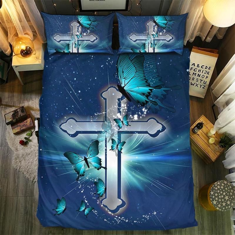 Butterfly Christian Cross Bedding Set