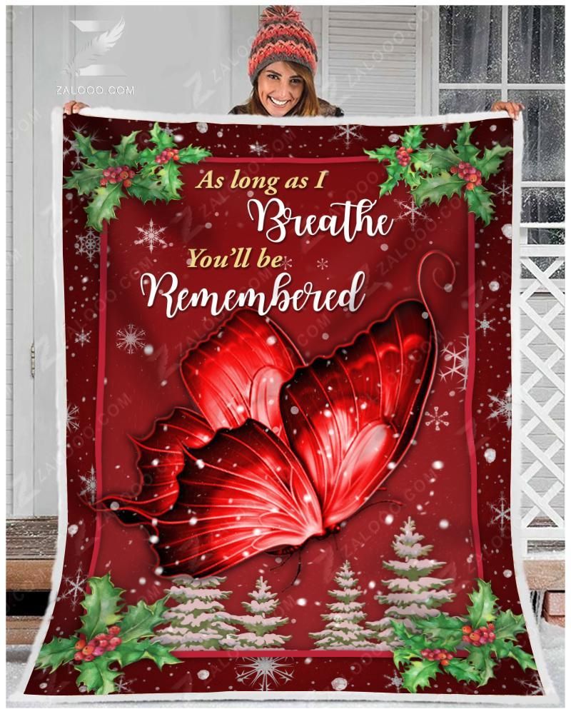 Butterfly Christmas You Will Be Remembered Sherpa Fleece Blanket